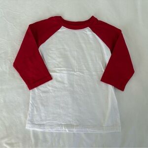 Old Navy White Baseball Tee with Red Raglan Sleeves